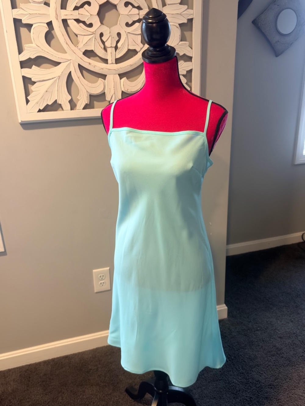 Karen Millen Blue Satin Slip Dress (US 10)